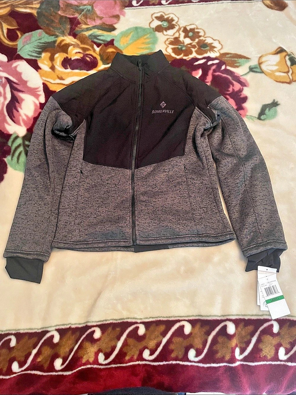 Spyder Somerville Gray & Black Fleece Women’s Jacket Size Large NWT
